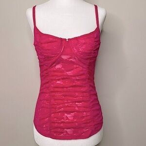 Victoria’s Secret sexy little thing hot pink floral mesh cami top